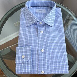 ETON Slim Fit Textured Organic Cotton Dress Shirt